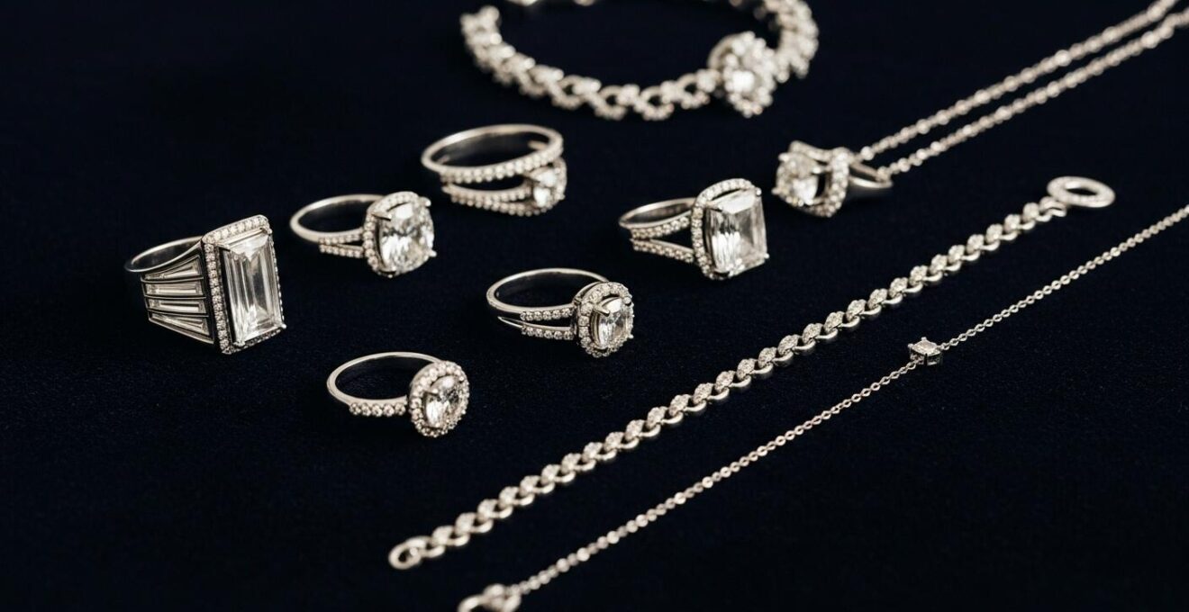 Image principale illustrant des bijoux fins exposés sur fond luxueux