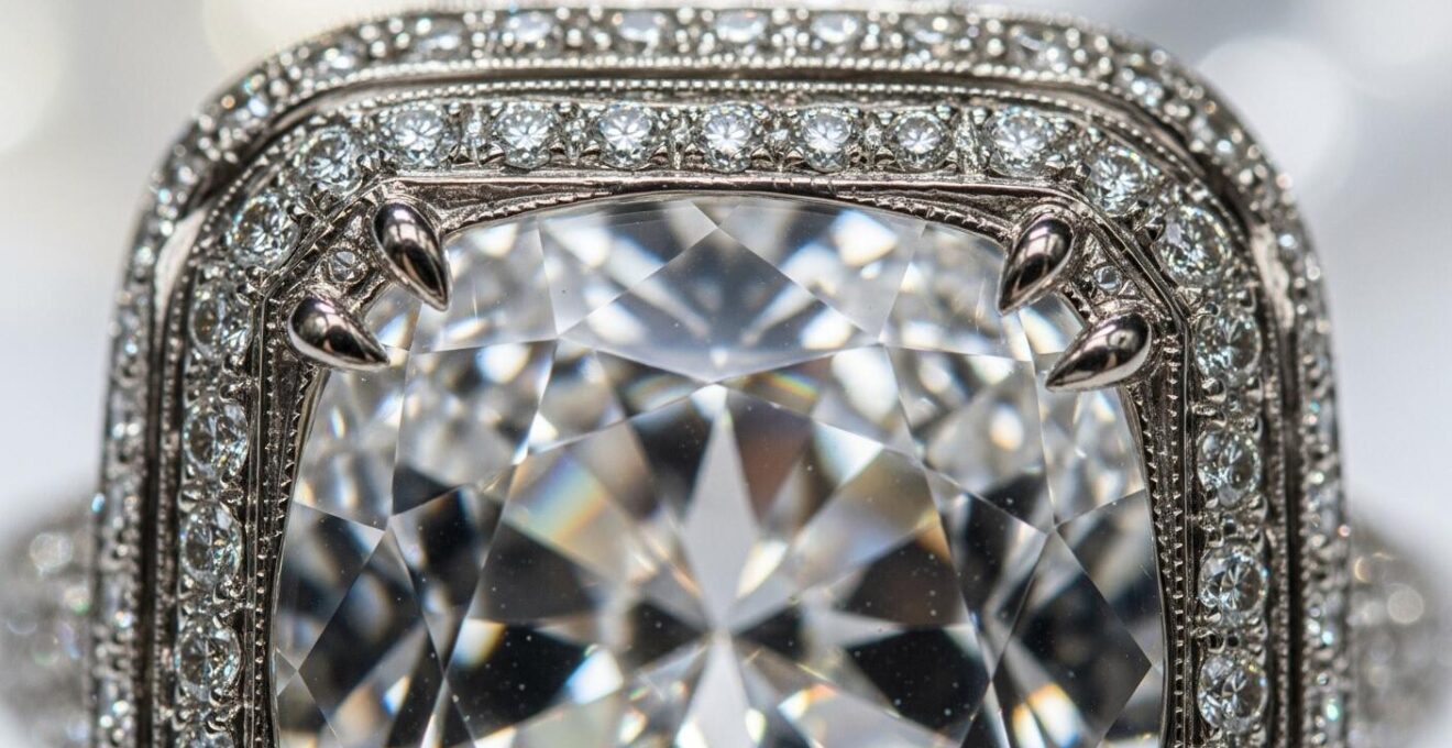 Gros plan sur une bague unique ornée d’une pierre d’exception
