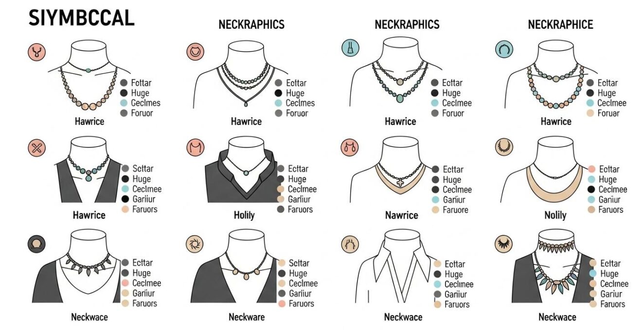 Tableau pédagogique illustrant la compatibilité des types de colliers avec différentes encolures de vêtements