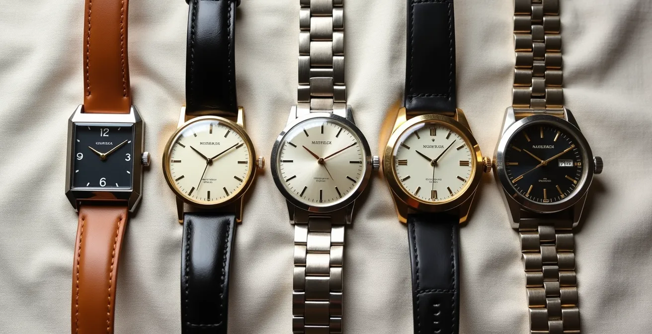 Collection de montres vintage montrant l'évolution du design du 20e siècle