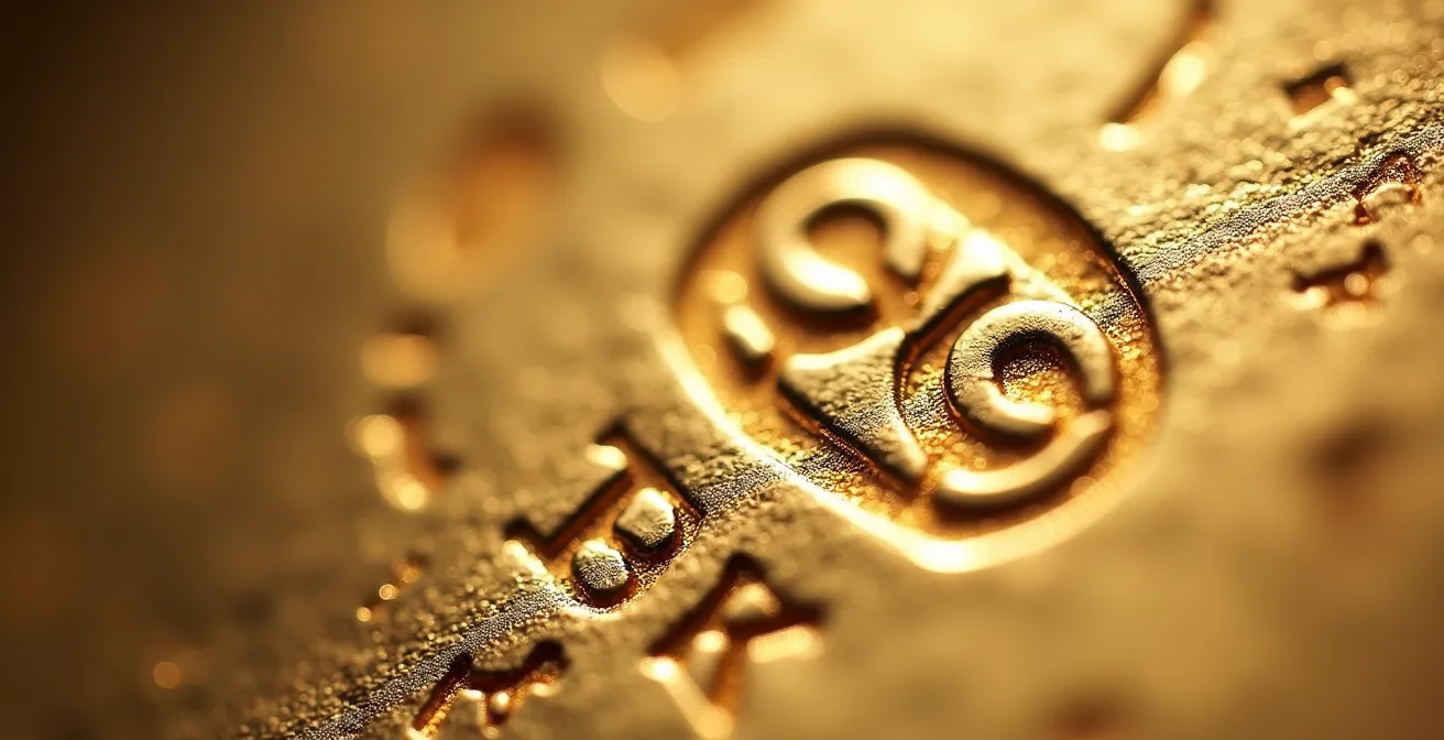 Gros plan sur un poinçon de maître français gravé sur un bijou en or