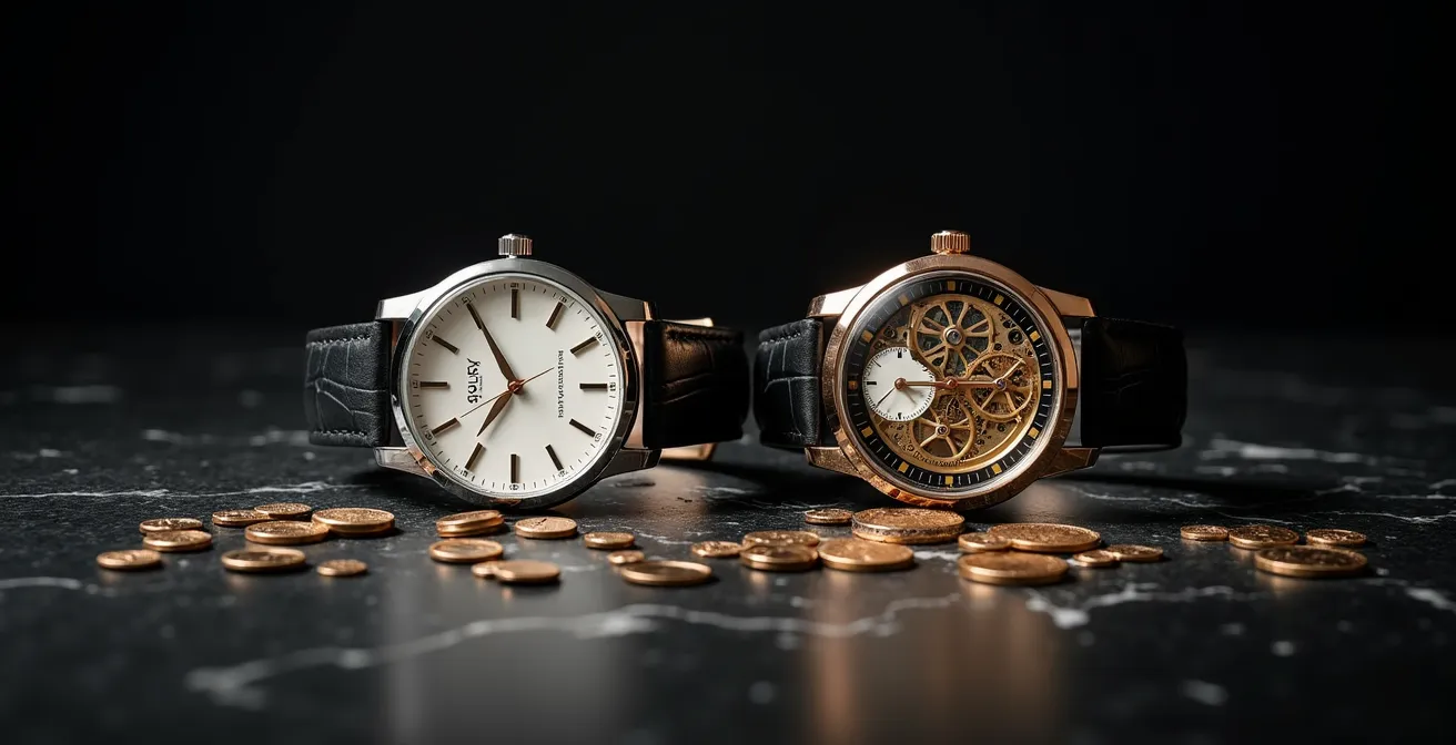 Comparaison symbolique de la précision entre montres quartz et automatiques