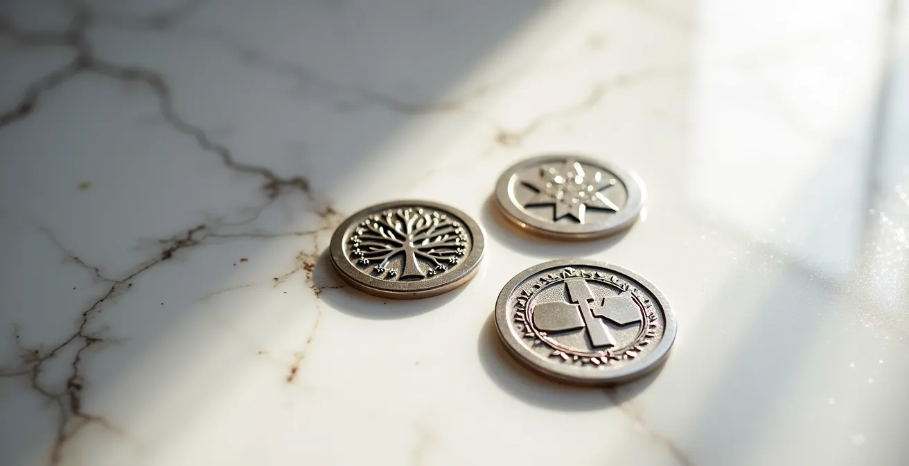 Médaillons laïques avec symboles républicains et naturels pour baptême civil